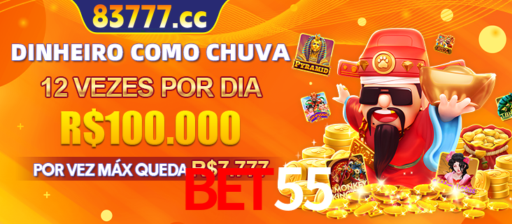 Banner do programa de recompensas Recomende para amigos do BET55, detalhando os bônus por convidar amigos, com prêmios que chegam a R$288.888.
